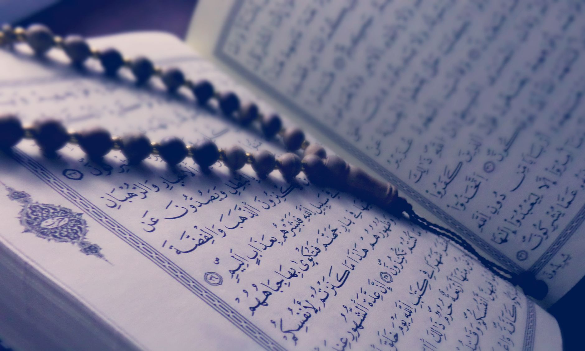 A man sitting on a prayer rug reading the Quran to prepare for Ramadan spiritually.